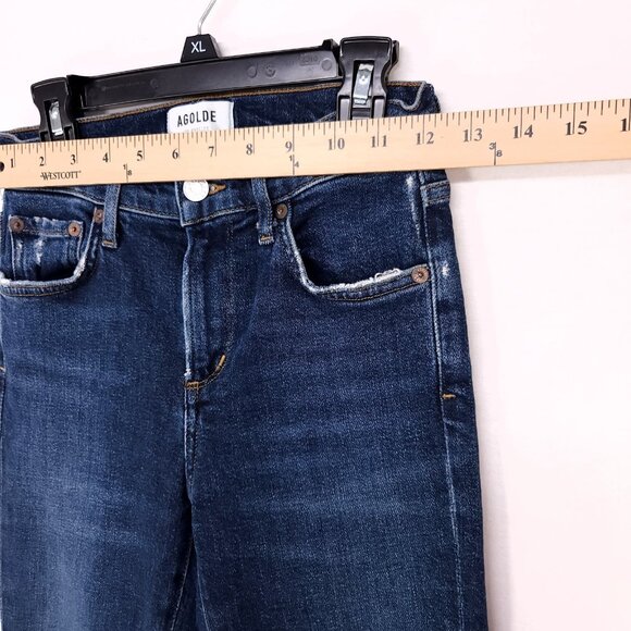 Agolde Mid Rise Skinny Leg Jeans Size 23 Dark Wash Blue Denim Stretch - Picture 4 of 13